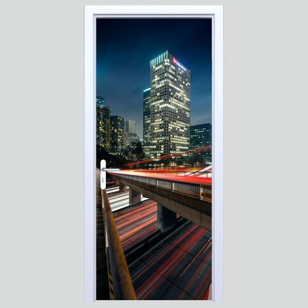 Adesivo Per Porte In Tessuto "Luci Della Città Di Notte"", 562PD"-image