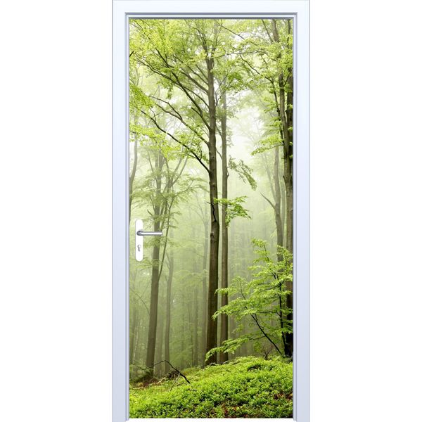 Adesivo Per Porta In Tessuto Con Motivo Foresta Verde, 877PD-image
