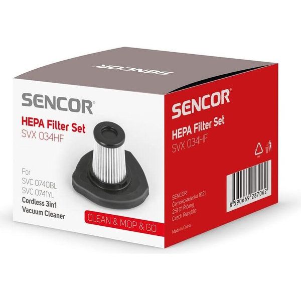 Sencor Svx 034HF Kit Filtro Hepa Per Svc 074X, Accessori Per Aspirapolvere A Batteria Con Mop 3 In 1 Con Sistema Di Filtraggio Ciclonico Hepa-image