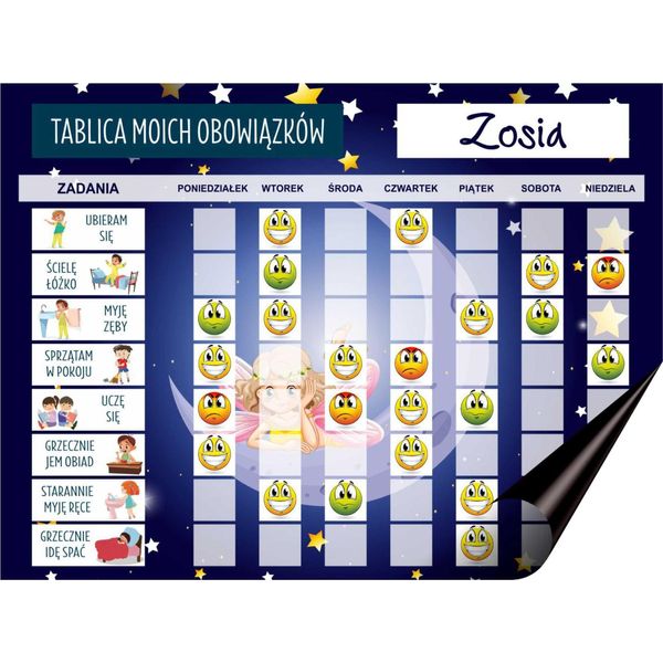 Una Tabella Delle Faccende Domestiche Per Il Frigorifero. Un Biglietto Motivazionale Per I Bambini. Un'agenda Magnetica.-image