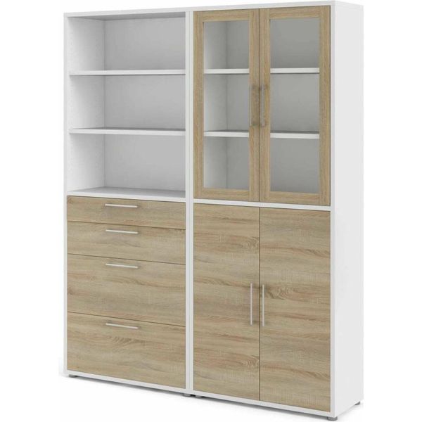 Dmora Credenza Embabane 40X178X221.5H Cm Bianco, 4 Cassetti 4 Ante-image