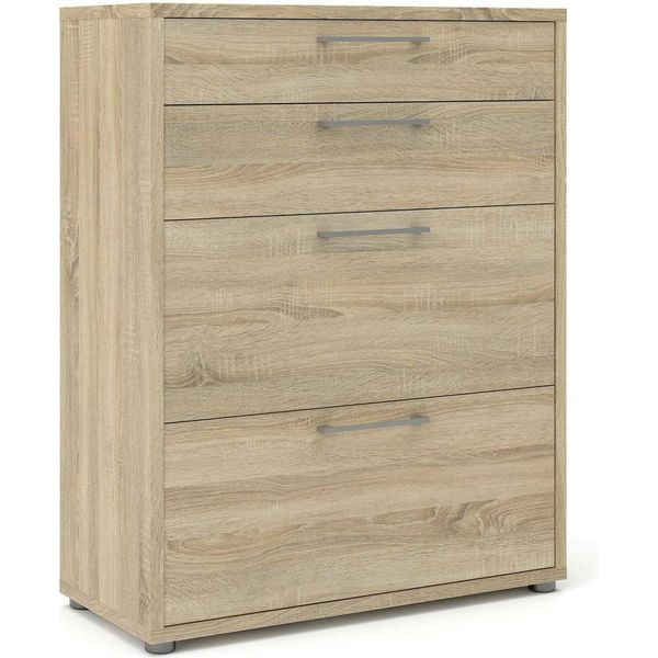 Dmora Credenza Anghiari 40X89X113H Cm Marrone Quercia, 4 Cassetti Apertura Scorrevole-image