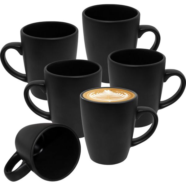 1.04 Tazza Da Caffè / Tazza 330Ml In Porcellana - Set Di 6 - Colore: Nero Opaco-image