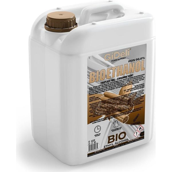 Gideli Bioetanolo 25 L Al Profumo Di Cannella 96,6% Etanolo Per Caminetti Interni Ed Esterni Senza Fumo E Fuliggine - Da Mais E Barbabietola Da Zucchero-image