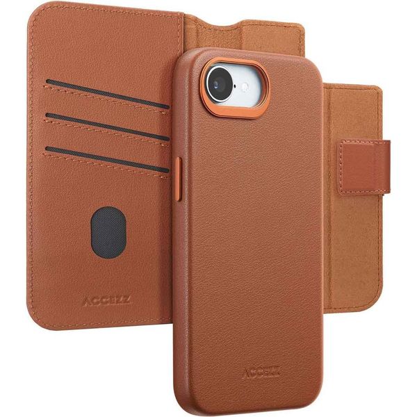 Custodia Per Iphone 16E - Vera Pelle - Accezz Flip Cover/2 In 1 Case - Marrone-image
