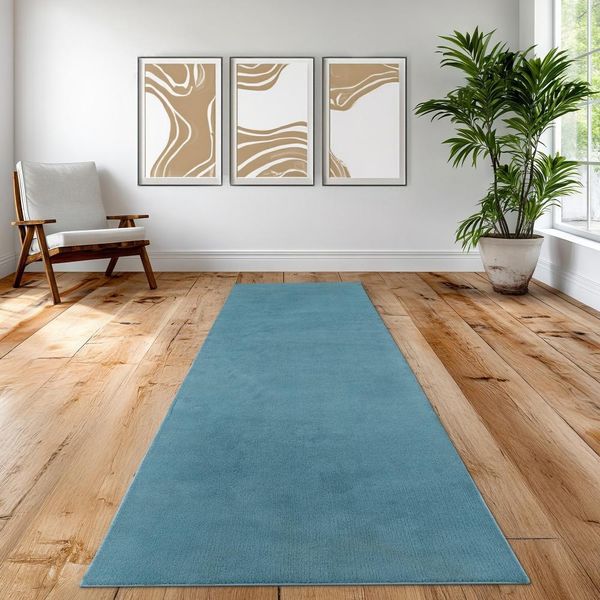 Tappeto Turchese Fresco E Moderno, Morbido E Di Facile Manutenzione Per Un Ambiente Accogliente Dimensioni - 60 X 110 Cm-image