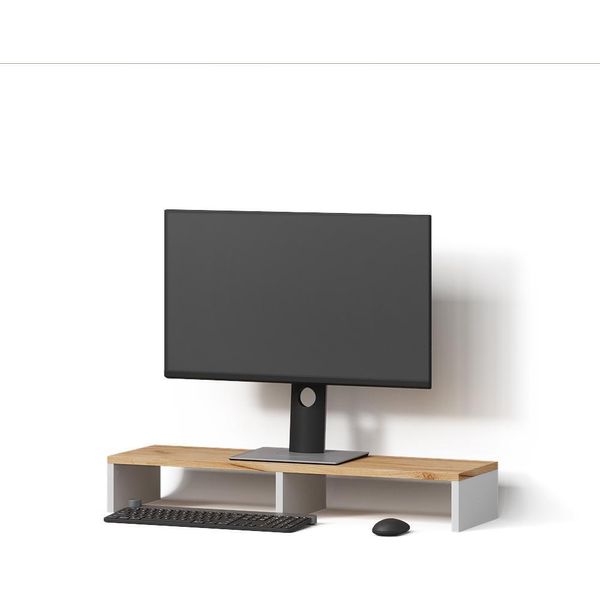 Livinity Supporto Per Monitor Lorena, 80 X 12 Cm, Rovere Bianco/Dorato-image