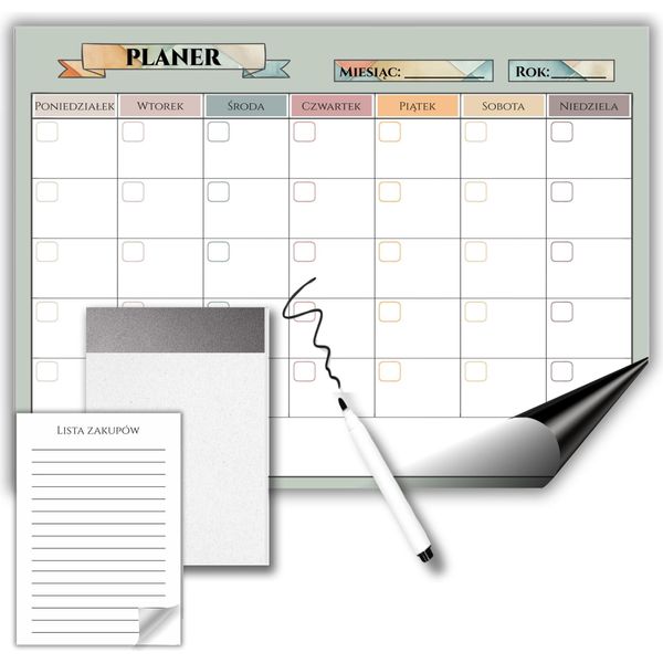 Calendario Magnetico, Planner Settimanale Da Frigorifero, Lavagna + Quaderno, Penna-image