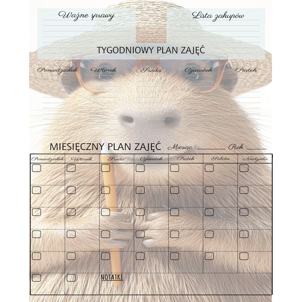 Lavagna Magnetica Per Bambini Kapybara Planner Da Frigorifero + Pen Calendario-image