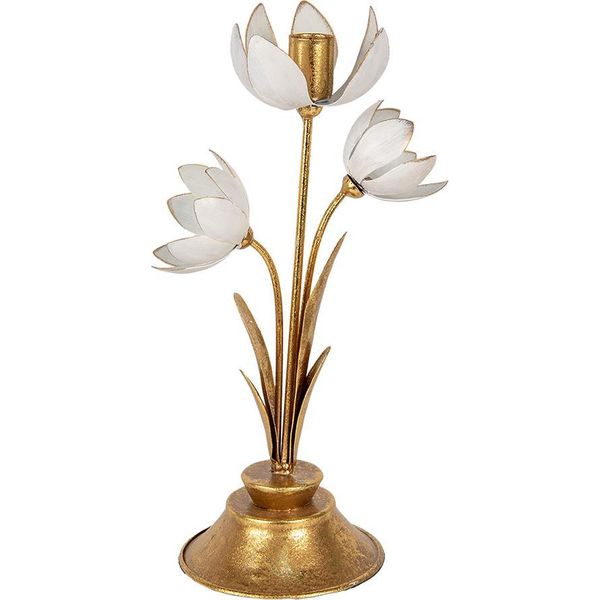 Clayre & Eef Portacandele Fiore 16X11X30 Cm Metallo Color Oro-image