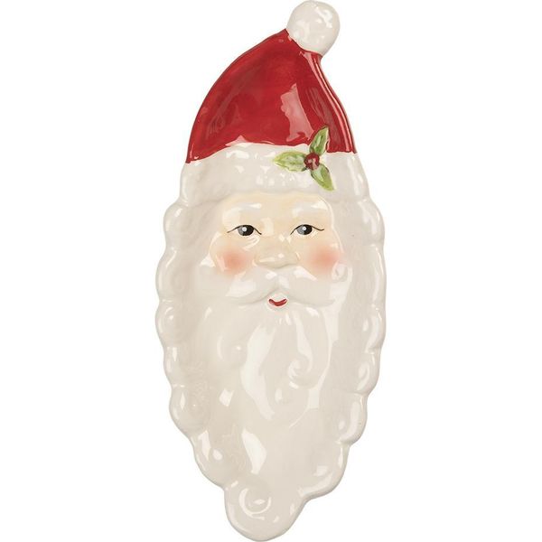 Clayre & Eef Ciotola Per Decorazioni Babbo Natale 11X25X3 Cm In Vetroceramica Bianca Babbo Natale-image