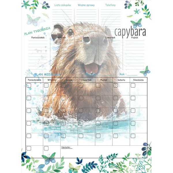 Frigo Planner Magnettafel Kapybara Calendario Penna-image