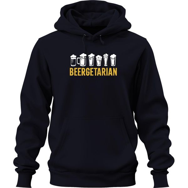 Beergetarian Amante Della Birra Regalo Birra Fan Birra Artigianale Pub Felpa Con Cappuccio Unisex, Navy, S-image