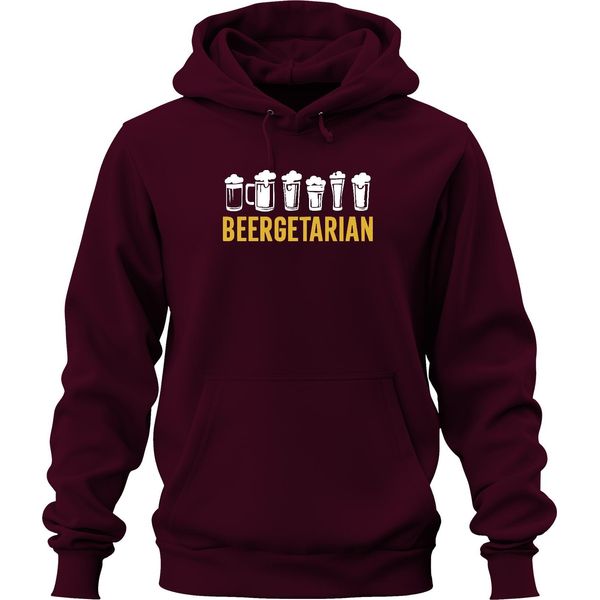 Beergetarian Amante Della Birra Regalo Fan Della Birra Artigianale Pub Unisex Felpa Con Cappuccio, Bordeaux, Xxl-image
