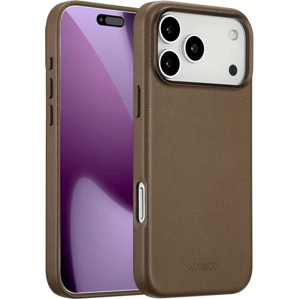 Custodia Per Iphone 17 Pro Max - Vera Pelle - Custodia Rigida/Cover Posteriore Accezz - Marrone Scuro-image