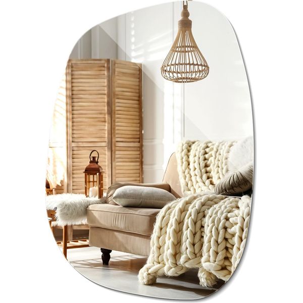 Specchio Senza Cornice – Asimmetrico E Organico – 55,1 × 38,2 Cm – Specchio Decorativo Per Il Bagno E La Camera Da Letto-image