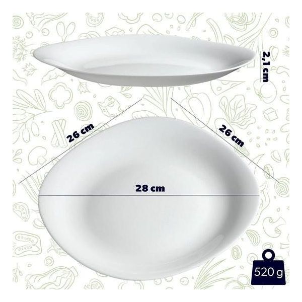 Piatti Piani Bianchi, Lavabili In Lavastoviglie - Piatti, Piatti In Vetro Temperato, Stoviglie Moderne Per La Casa E Il Ristorante - Bianco, 6 Pezzi - Kadax-image