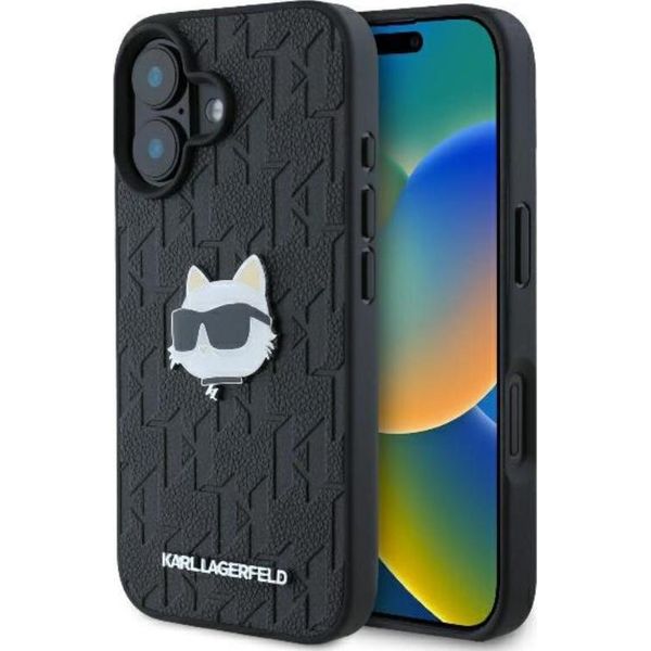 Karl Lagerfeld Klhcp16Spgklchpk Iphone16 6.1 Czarny/Nero Custodia Rigida Monogram Choupette Head Pin-image