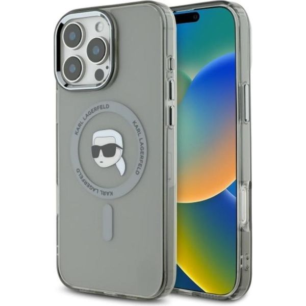 Karl Lagerfeld Klhmp16Lhlskik Iphone 16 Pro 6.3 Czarny/Nero Custodia Rigida Iml Metallo Karl Head Magsafe-image