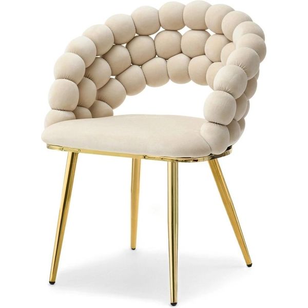 Sedia Da Pranzo Di Design Nahida - Crema / Oro-image