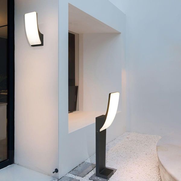 Lampada Da Giardino A Stelo Moderna 60 Cm Led 15W Colore Caldo Nero Sabbia Bianco Natan Italux-image