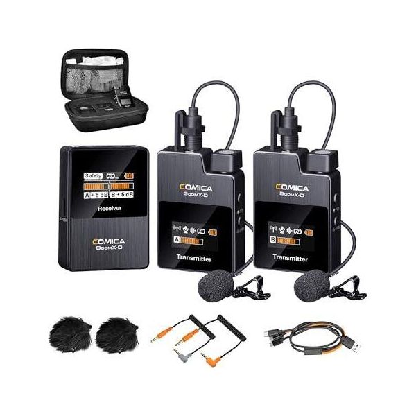 Microfono Lavalier Wireless Comica, Boomx-D2 2,4 G, Sistema Microfonico Wireless Compatto, Microfono Lav Per Telecamera, Smartphone, Podcast, Interviste,-image