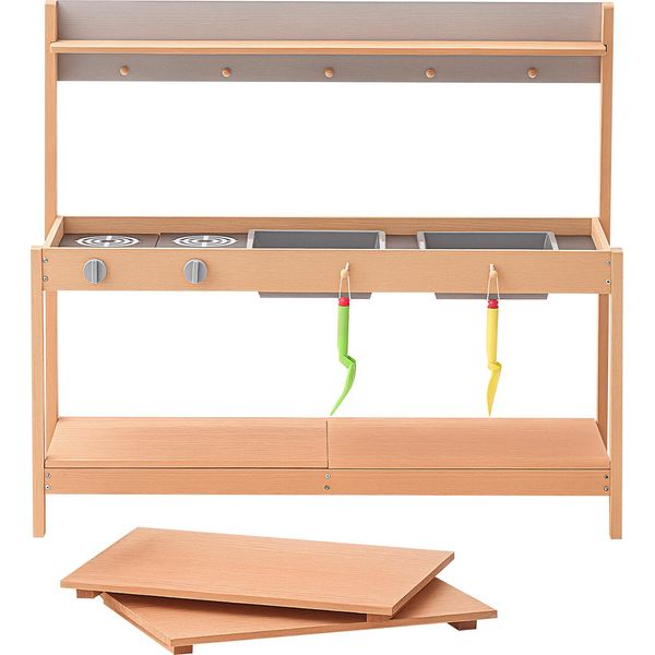 Succebuy Cucina Di Fango In Legno, Set Di Cucina Da Gioco All'aperto Per Bambini-image