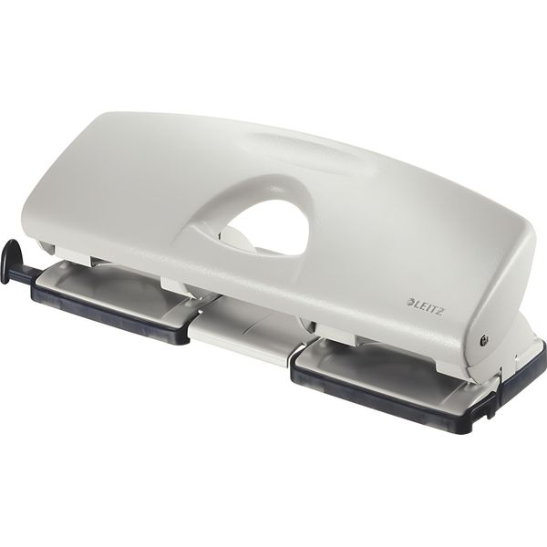 Leitz 5022-00-85 Punzonatura A Doppio Foro - 16 Fogli, Con Guida Di Arresto, Grigio-image