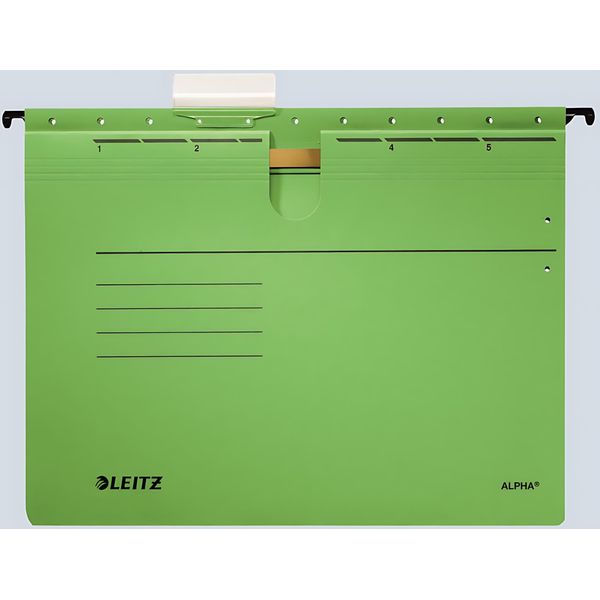 Leitz 1984-00-55 1984 Raccoglitore A Sospensione Alpha® - Pinzatura, Cartone Pendarec, Verde-image