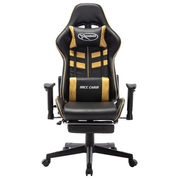 Syfax™ Sedia Da Gaming Con Poggiapiedi Nera E Oro In Pelle Finta-image
