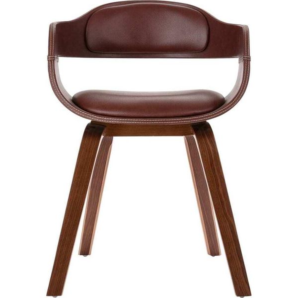 Syfax™ Sedia Da Pranzo Marrone In Legno Curvato E Pelle Finta-image