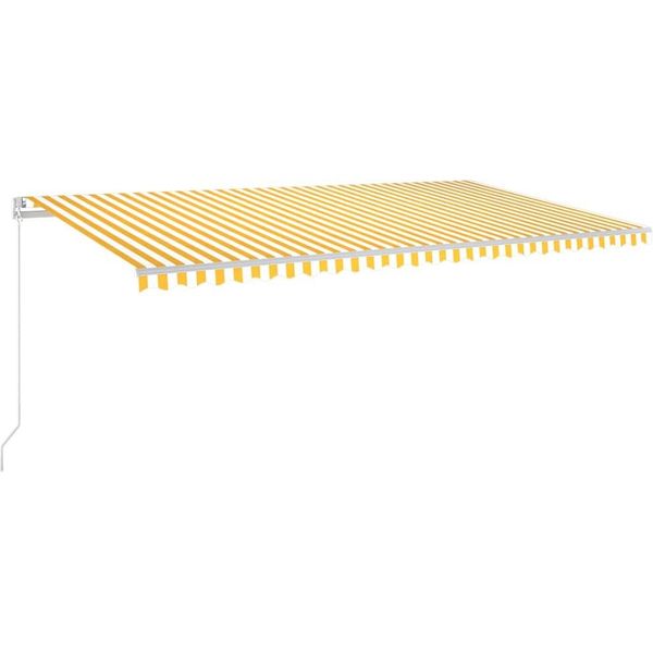 Vidaxl Tenda Da Sole Manuale A Scomparsa Con Led 600X350 Cm Giallo E Bianco-image