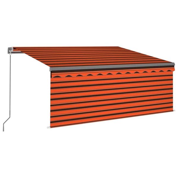 Tenda Da Sole Manuale A Scomparsa Con Tenda A Rullo E Led 3X2,5 M Arancione Marrone-image