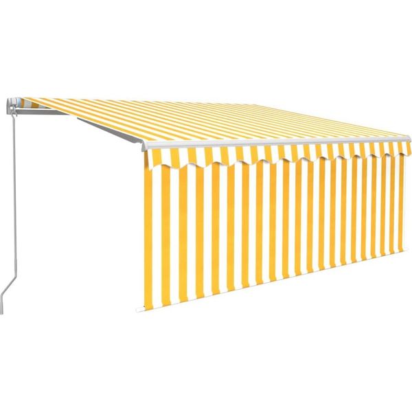 Vidaxl Tenda Da Sole Manuale A Scomparsa Con Tenda A Rullo 3,5X2,5 M Giallo E Bianco-image