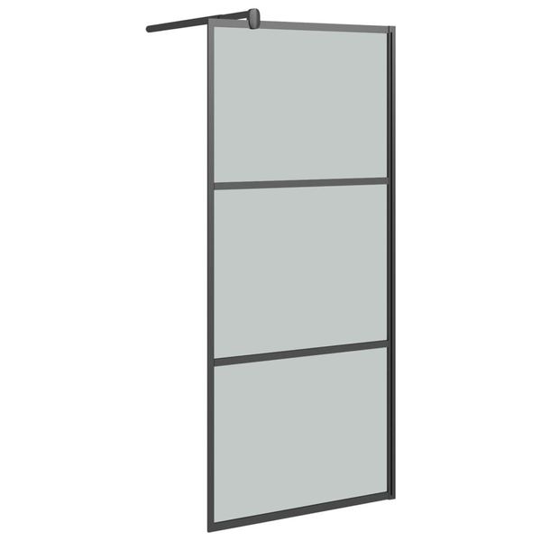Vidaxl Schermo Doccia Per Cabina Doccia 80X195 Cm Vetro Scuro Esg Nero-image