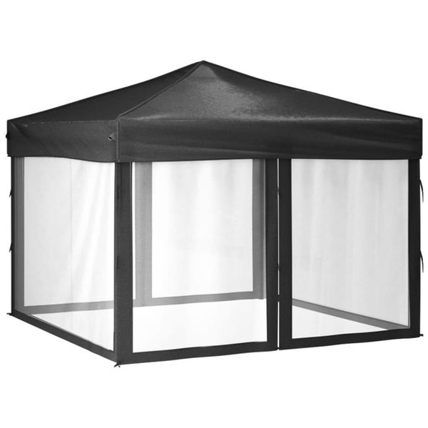 Vidaxl Tenda Pieghevole Per Feste Con Pareti Laterali Antracite 3X3 M-image
