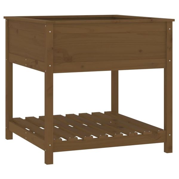 Vidaxl Fioriera Con Ripiano Marrone Miele 82,5X82,5X81 Cm Legno Di Pino-image