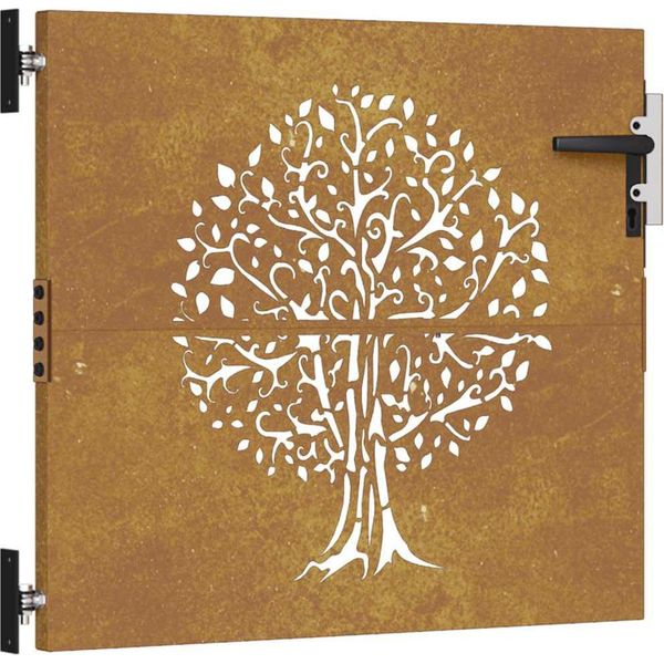 Vidaxl Cancello Da Giardino 85X75 Cm In Acciaio Corten Design Ad Albero-image