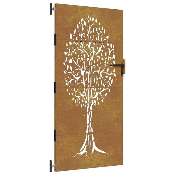 Vidaxl Cancello Da Giardino 85X200 Cm In Acciaio Corten Design Ad Albero-image