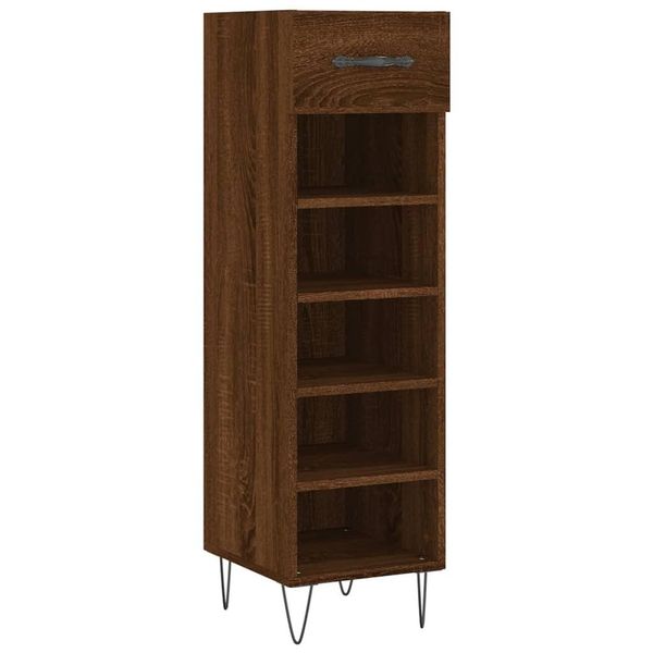 Vidaxl Scarpiera Marrone Look Rovere 30X35X105 Cm Materiale A Base Di Legno-image