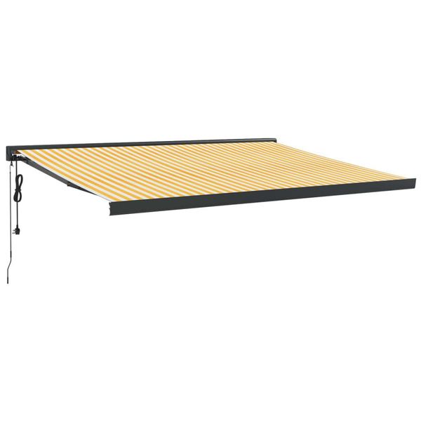 Vidaxl Tenda Da Sole Retrattile Gialla E Bianca 4,5X3 M In Tessuto E Alluminio-image