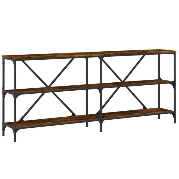 Tavolo Consolle Rovere Fumé 180X30X75 Cm Materiale A Base Di Legno E Ferro-image