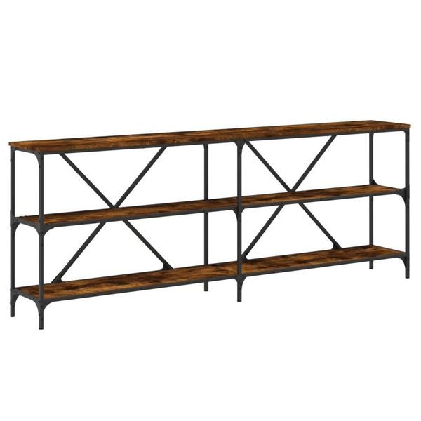 Tavolo Consolle Rovere Fumé 200X30X75 Cm Materiale A Base Di Legno E Ferro-image