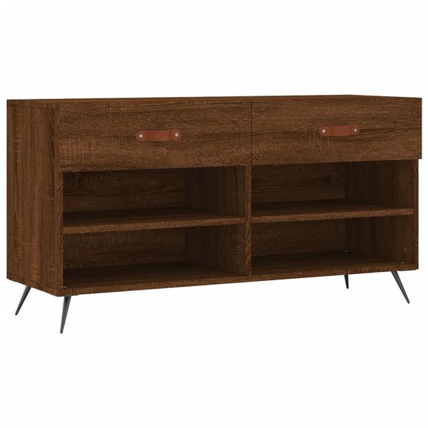 Vidaxl Panca Per Scarpe Marrone Effetto Rovere 102X35X55 Cm Materiale A Base Di Legno-image