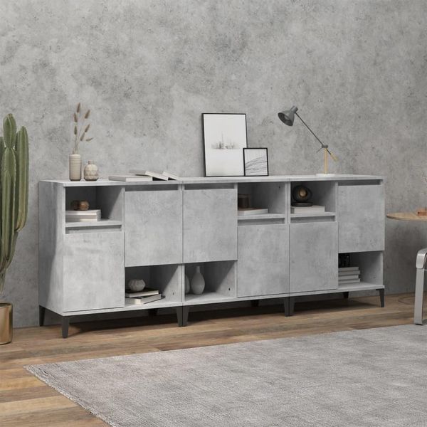 Credenze 3 Pz. Grigio Cemento 60X35X70 Cm Materiale A Base Di Legno-image