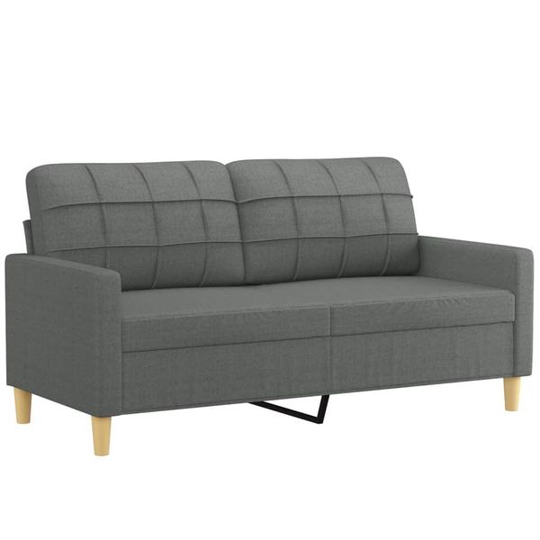 Divano A 2 Posti Con Cuscini Decorativi In Tessuto Grigio Scuro 140 Cm-image