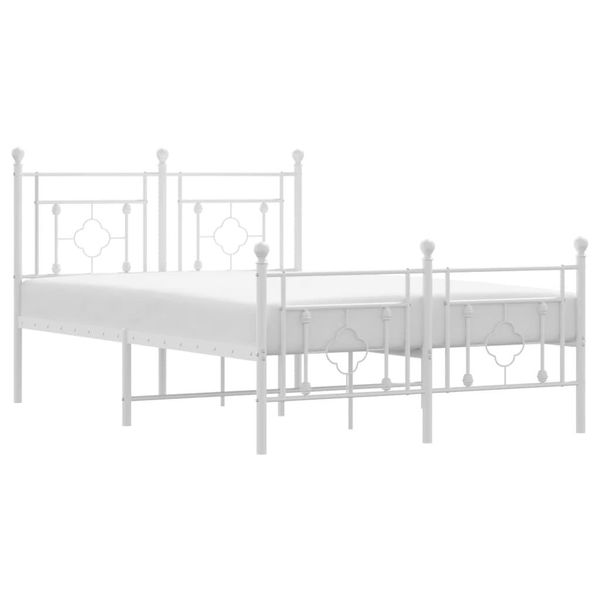 Vidaxl Struttura Letto Con Testiera E Pediera In Metallo Bianco 120X200 Cm-image