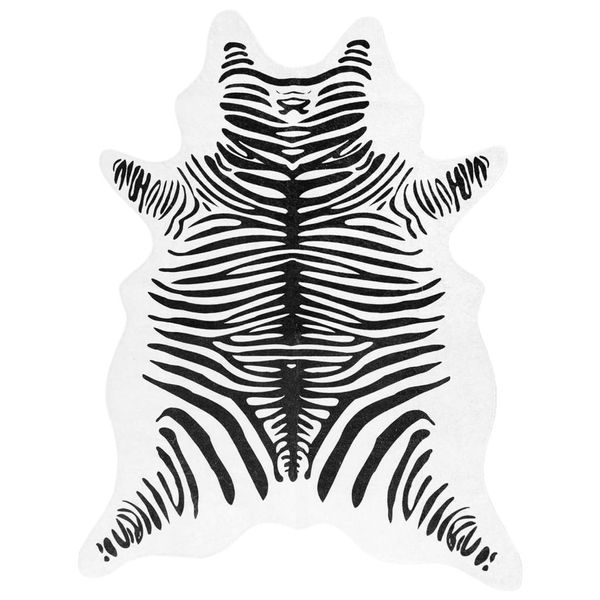 Vidaxl Tappeto Nero Bianco 120X170 Cm Motivo Zebra Lavabile Antiscivolo-image