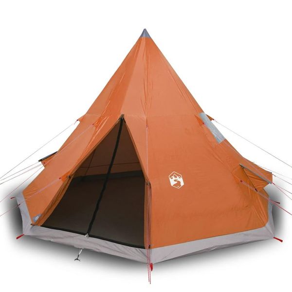 Vidaxl Tenda Da Campeggio Tipi 4 Persone Arancione Impermeabile-image