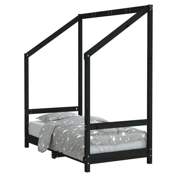 Vidaxl Letto Per Bambini Nero 70X140 Cm In Legno Di Pino Massiccio-image